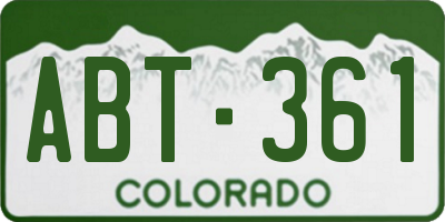 CO license plate ABT361