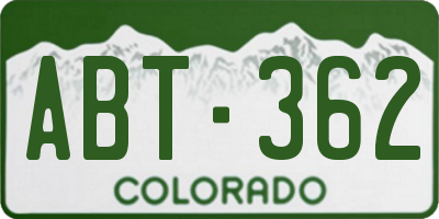CO license plate ABT362