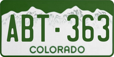 CO license plate ABT363
