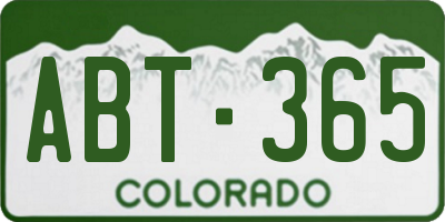 CO license plate ABT365