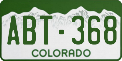 CO license plate ABT368