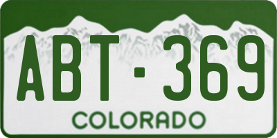 CO license plate ABT369