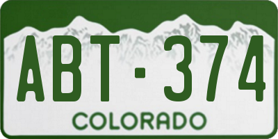CO license plate ABT374