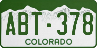 CO license plate ABT378