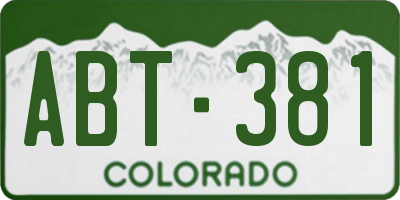 CO license plate ABT381