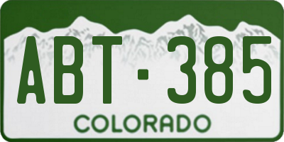 CO license plate ABT385