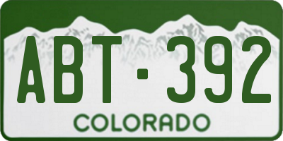 CO license plate ABT392