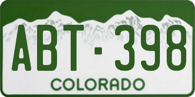 CO license plate ABT398