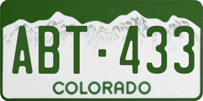 CO license plate ABT433