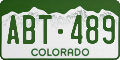 CO license plate ABT489