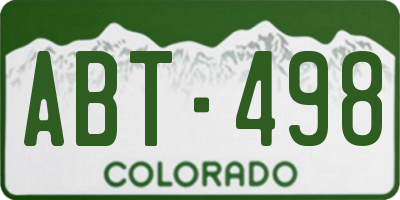 CO license plate ABT498