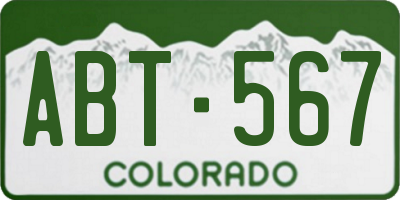 CO license plate ABT567