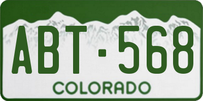 CO license plate ABT568