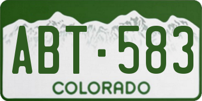 CO license plate ABT583