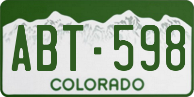 CO license plate ABT598
