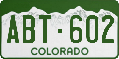 CO license plate ABT602