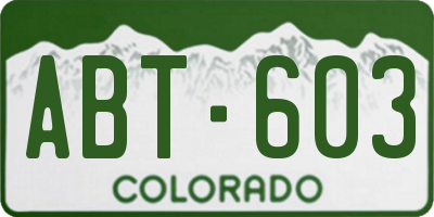 CO license plate ABT603