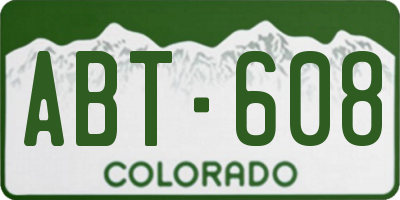 CO license plate ABT608