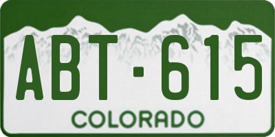 CO license plate ABT615