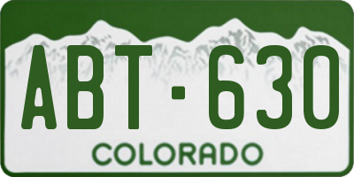 CO license plate ABT630