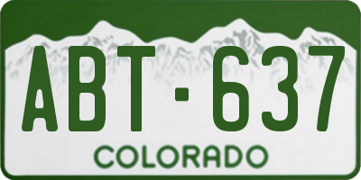 CO license plate ABT637