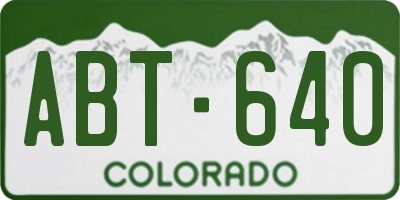 CO license plate ABT640