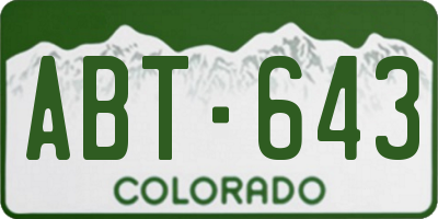 CO license plate ABT643