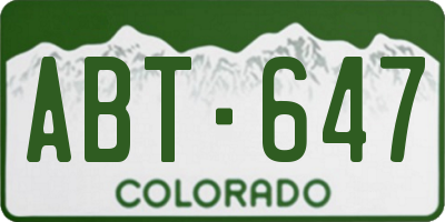 CO license plate ABT647