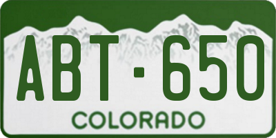 CO license plate ABT650