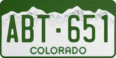 CO license plate ABT651