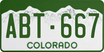 CO license plate ABT667