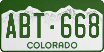 CO license plate ABT668