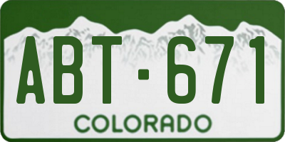 CO license plate ABT671