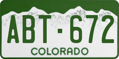 CO license plate ABT672