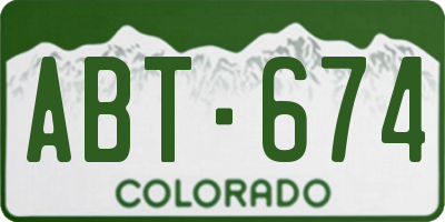 CO license plate ABT674