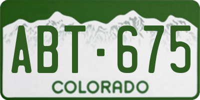 CO license plate ABT675