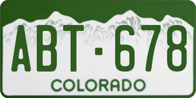 CO license plate ABT678