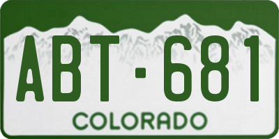 CO license plate ABT681