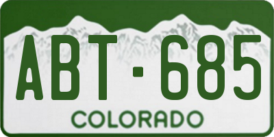 CO license plate ABT685