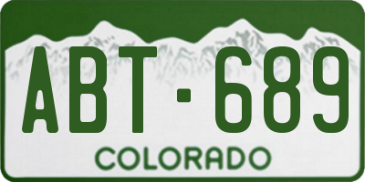 CO license plate ABT689