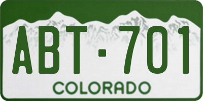 CO license plate ABT701