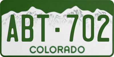 CO license plate ABT702