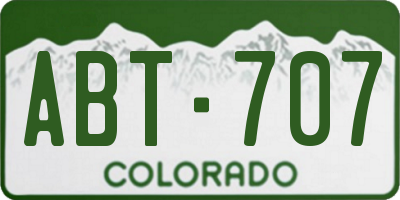 CO license plate ABT707