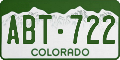 CO license plate ABT722