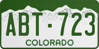 CO license plate ABT723