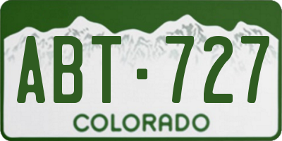 CO license plate ABT727