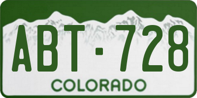 CO license plate ABT728