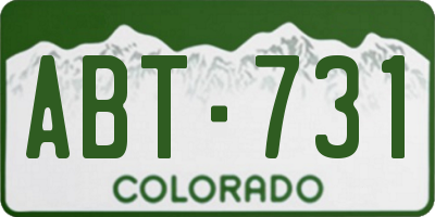 CO license plate ABT731