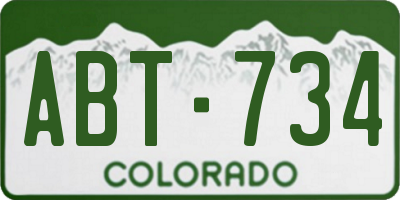 CO license plate ABT734