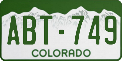 CO license plate ABT749